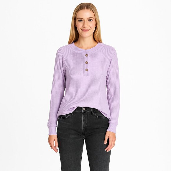 2/$30 NWT Old Navy Cozy Waffle Henley T-Shirt Lilac Petite Small #A0432 TRB3 - Picture 1 of 14